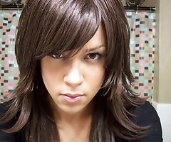 Brunette dildo fucks pussy and shoots it on camera