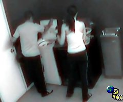 Couple fuck in the laundry room.